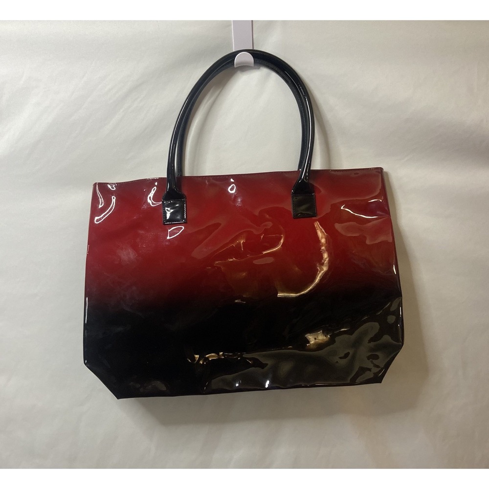 Elizabeth‎ Arden glossy red and black patent faux leather tote bag - Picture 4 of 12